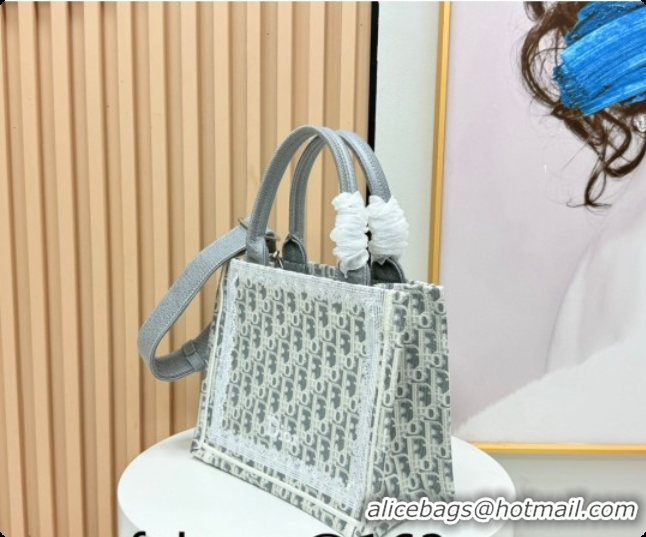 Big Discount Dior Men's Small Book Tote Bag in Latte White and Grey Dior Oblique Embroidery and White Lace 2026 8833