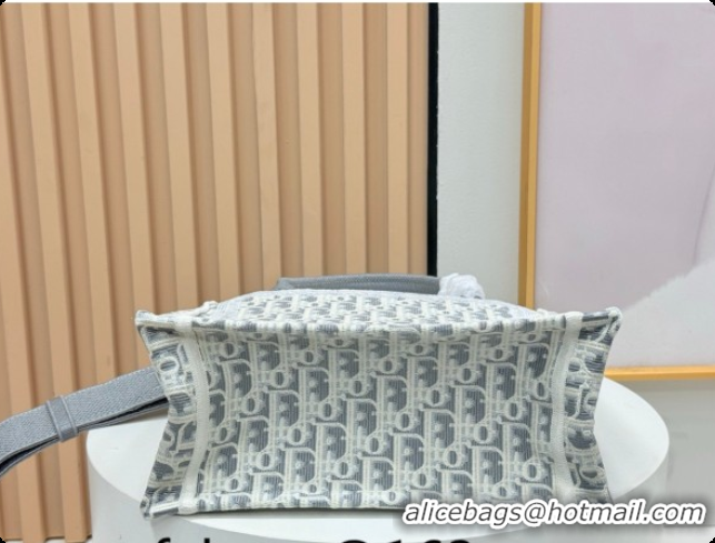 Big Discount Dior Men's Small Book Tote Bag in Latte White and Grey Dior Oblique Embroidery and White Lace 2026 8833