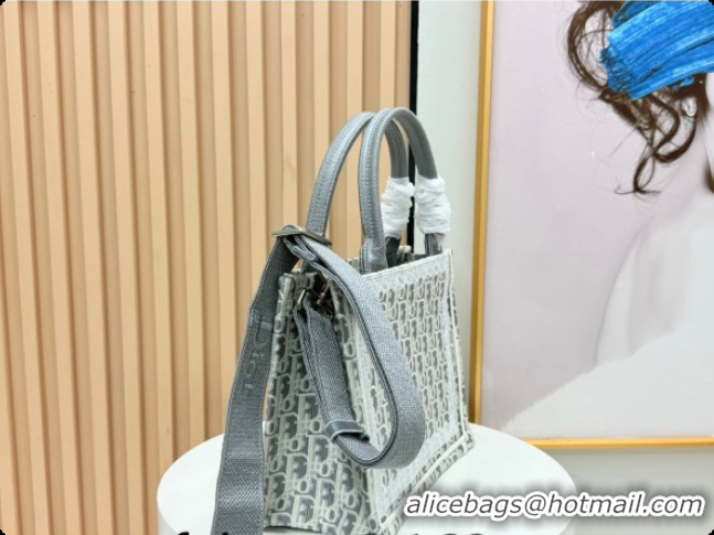 Big Discount Dior Men's Small Book Tote Bag in Latte White and Grey Dior Oblique Embroidery and White Lace 2026 8833