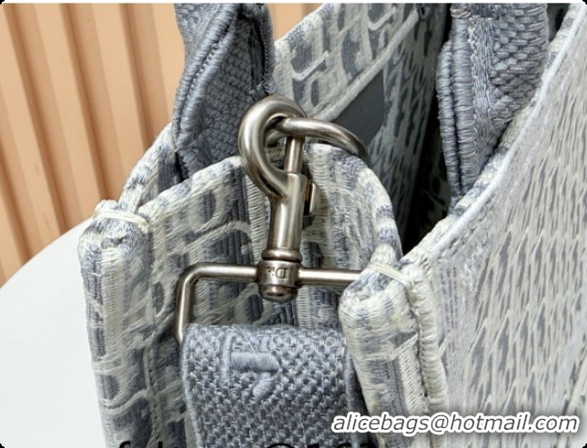 Big Discount Dior Men's Small Book Tote Bag in Latte White and Grey Dior Oblique Embroidery and White Lace 2026 8833