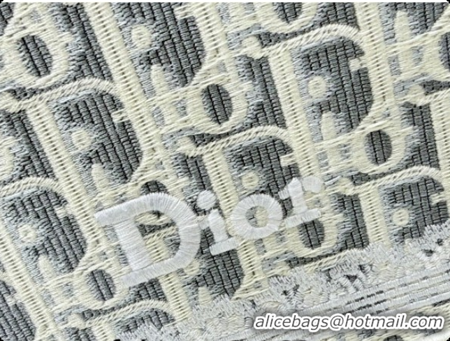 Big Discount Dior Men's Small Book Tote Bag in Latte White and Grey Dior Oblique Embroidery and White Lace 2026 8833