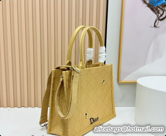 Most Popular Dior Men's Medium Book Tote Bag in Cannage Embroidery and Bees Gold-Tone 0408117 2026