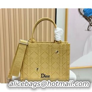 Fashion Dior Men's Small Book Tote Bag in Cannage Embroidery and Bees Gold-Tone 0408118 2026