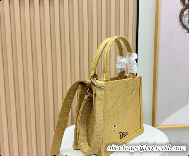 Fashion Dior Men's Small Book Tote Bag in Cannage Embroidery and Bees Gold-Tone 0408118 2026