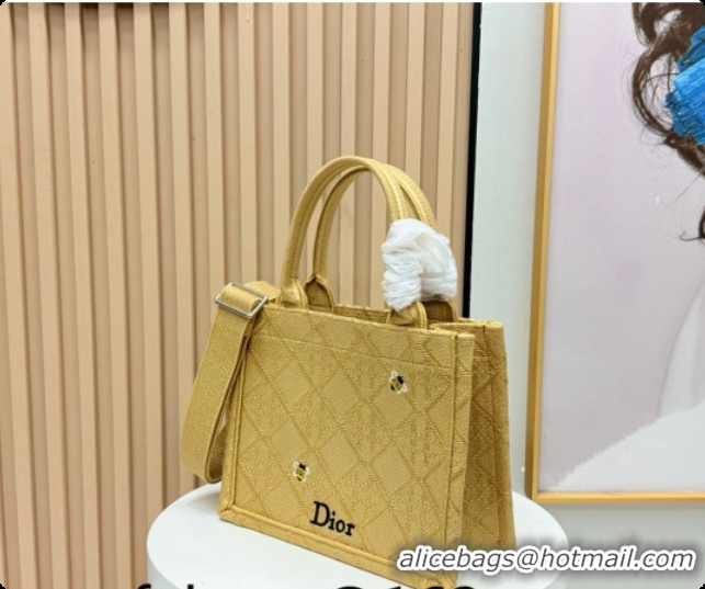 Fashion Dior Men's Small Book Tote Bag in Cannage Embroidery and Bees Gold-Tone 0408118 2026