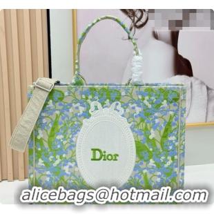 Low Cost Dior Men's Large Book Tote Bag in Multicolor Blue of the Valley Embroidery with Dior Médaillon 0408119 2026