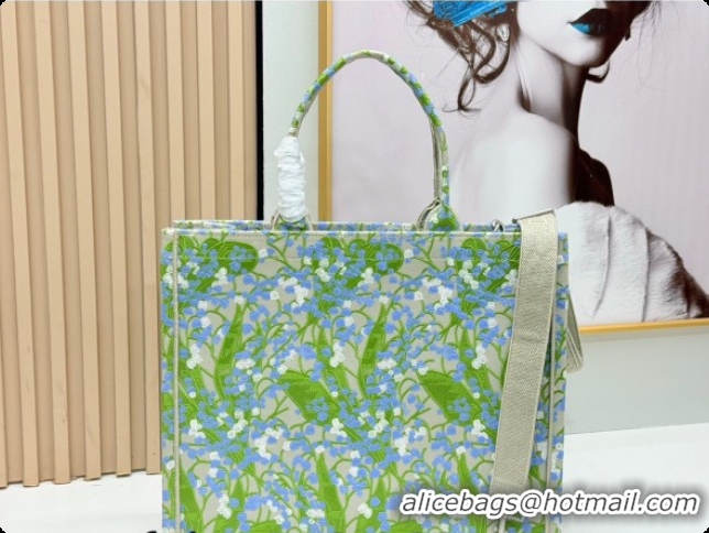 Low Cost Dior Men's Large Book Tote Bag in Multicolor Blue of the Valley Embroidery with Dior Médaillon 0408119 2026