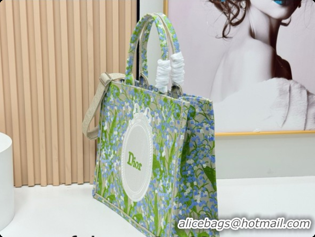 Low Cost Dior Men's Large Book Tote Bag in Multicolor Blue of the Valley Embroidery with Dior Médaillon 0408119 2026