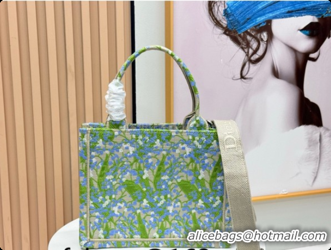 Best Product Dior Men's Small Book Tote Bag in Multicolor Blue of the Valley Embroidery with Dior Médaillon 0408121 2026