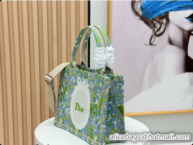 Best Product Dior Men's Small Book Tote Bag in Multicolor Blue of the Valley Embroidery with Dior Médaillon 0408121 2026