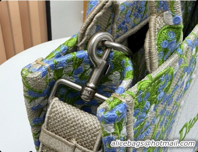 Best Product Dior Men's Small Book Tote Bag in Multicolor Blue of the Valley Embroidery with Dior Médaillon 0408121 2026