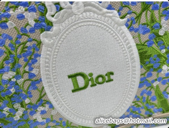 Best Product Dior Men's Small Book Tote Bag in Multicolor Blue of the Valley Embroidery with Dior Médaillon 0408121 2026