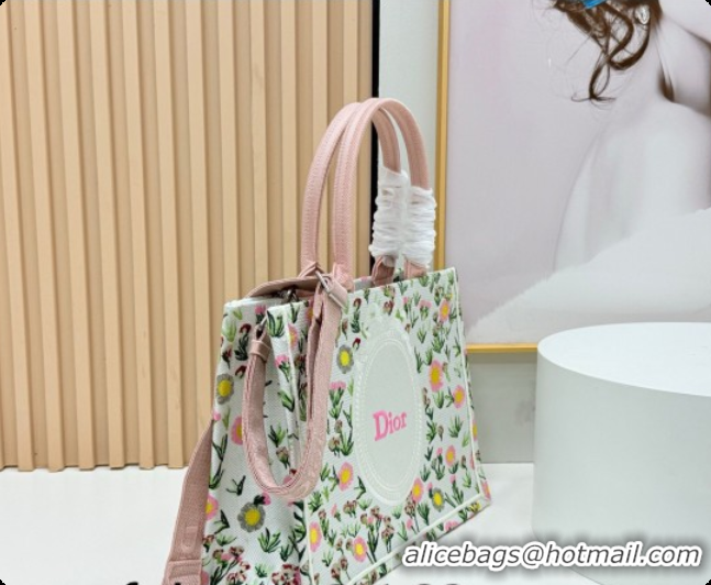 Shop Dior Medium Book Tote Bag in White Multicolor Daisy Garden Embroidery with Dior Médaillon 0408123 2026