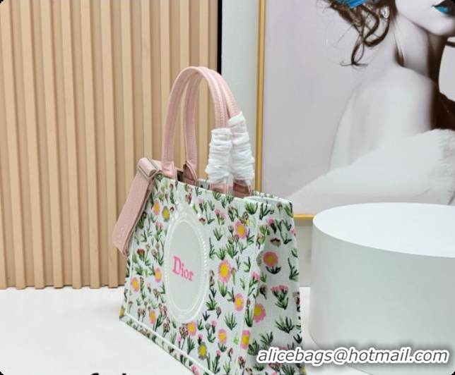 Shop Dior Medium Book Tote Bag in White Multicolor Daisy Garden Embroidery with Dior Médaillon 0408123 2026