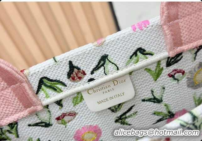 Shop Dior Medium Book Tote Bag in White Multicolor Daisy Garden Embroidery with Dior Médaillon 0408123 2026