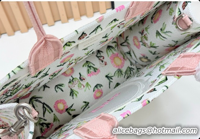 Shop Dior Medium Book Tote Bag in White Multicolor Daisy Garden Embroidery with Dior Médaillon 0408123 2026