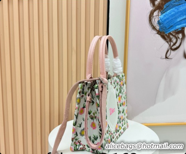 Luxurious Dior Small Book Tote Bag in White Multicolor Daisy Garden Embroidery with Dior Médaillon 0408124 2026