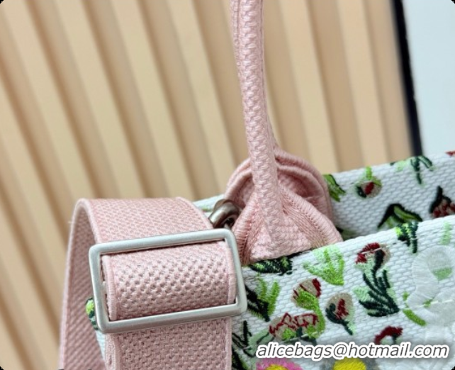 Luxurious Dior Small Book Tote Bag in White Multicolor Daisy Garden Embroidery with Dior Médaillon 0408124 2026