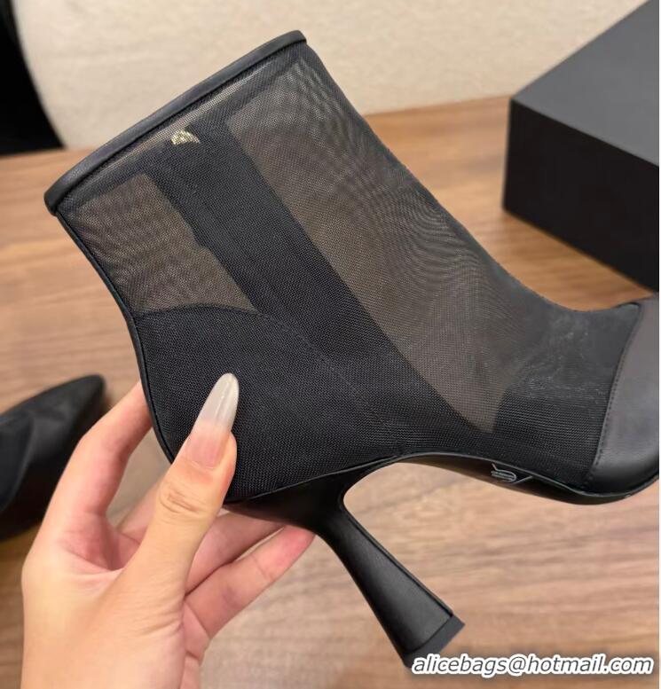 Top Design Chanel Mesh/Lambskin CC Logo Cap Toe Ankle Boots CH8520 Black 2026