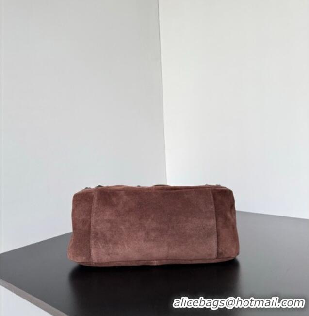 Famous Brand Balenciaga Le City Moto Small Shoulder Bag in Suede 0905 Dark Brown 2026