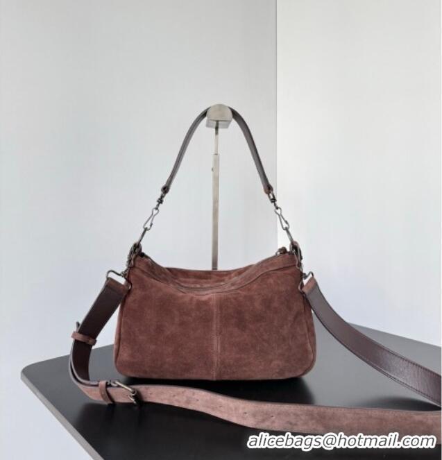 Famous Brand Balenciaga Le City Moto Small Shoulder Bag in Suede 0905 Dark Brown 2026