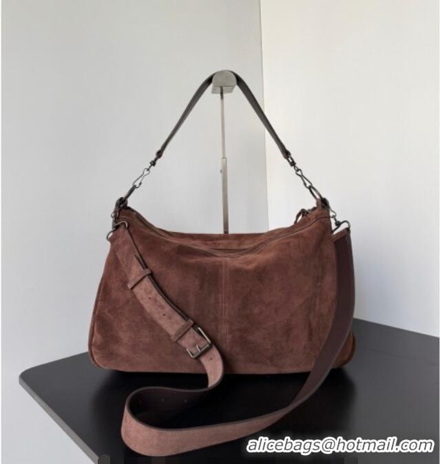 Famous Brand Balenciaga Le City Moto Medium Shoulder Bag in Suede 0905 Dark Brown 2026