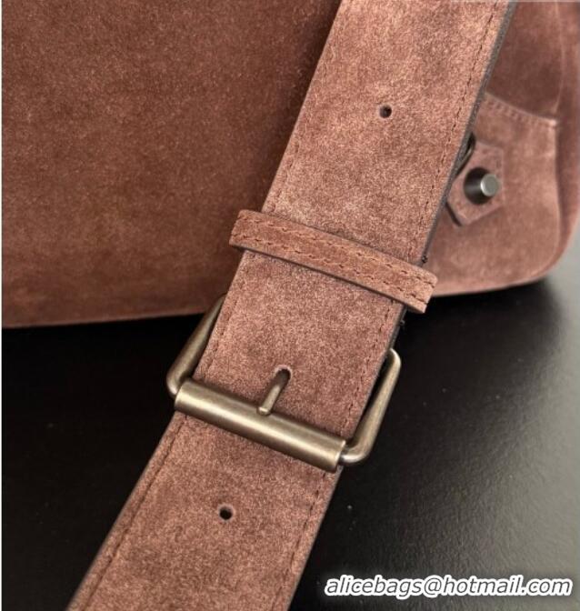 Famous Brand Balenciaga Le City Moto Medium Shoulder Bag in Suede 0905 Dark Brown 2026