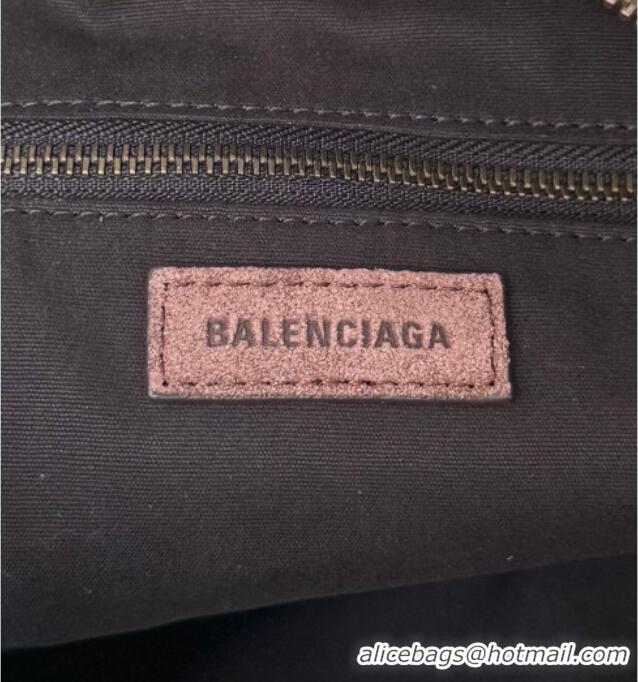Famous Brand Balenciaga Le City Moto Medium Shoulder Bag in Suede 0905 Dark Brown 2026
