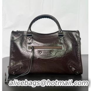 Discount Balenciaga Le City Bag Medium in Espresso Arena lambskin/black hardware B0503 2026