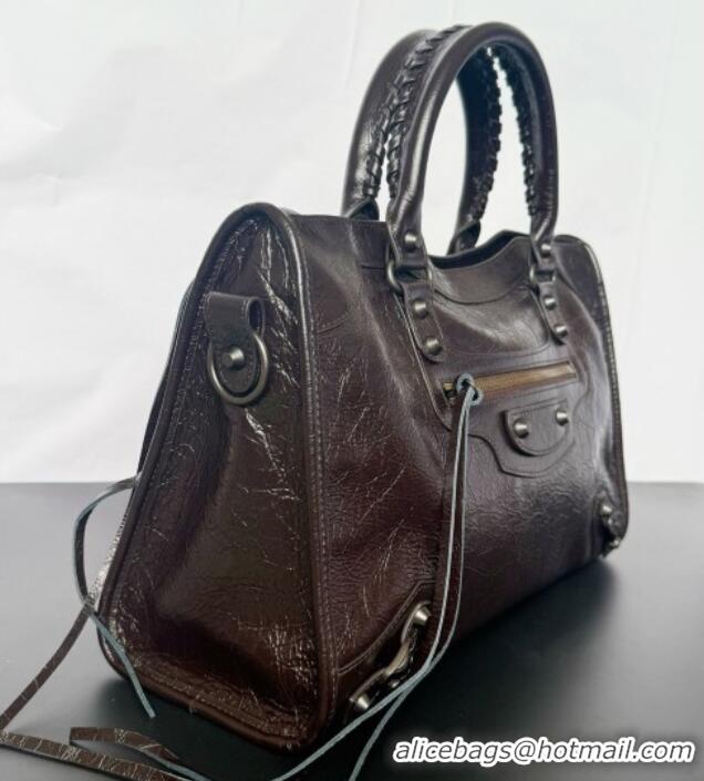 Discount Balenciaga Le City Bag Medium in Espresso Arena lambskin/black hardware B0503 2026