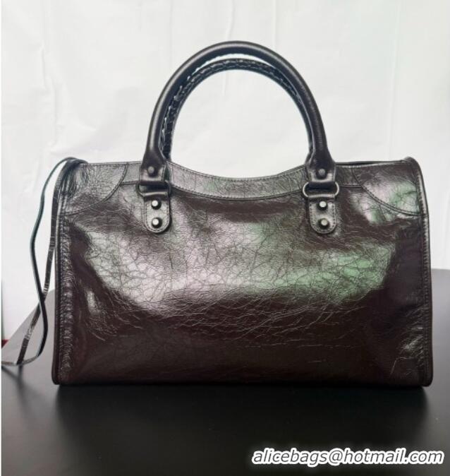 Discount Balenciaga Le City Bag Medium in Espresso Arena lambskin/black hardware B0503 2026