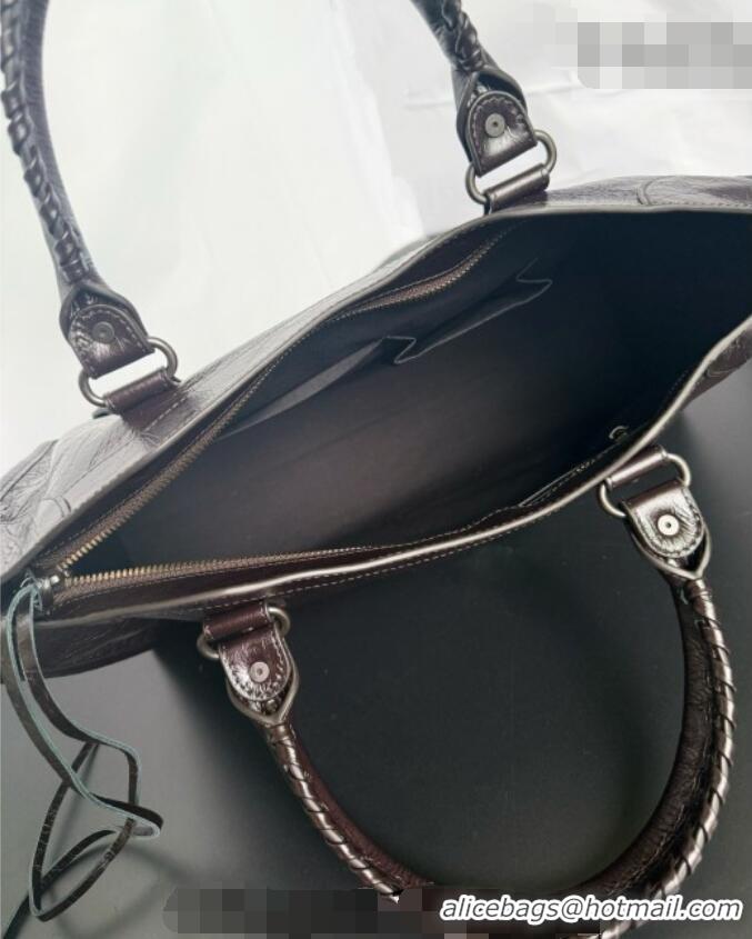 Discount Balenciaga Le City Bag Medium in Espresso Arena lambskin/black hardware B0503 2026