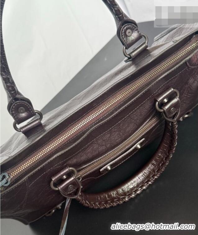 Discount Balenciaga Le City Bag Medium in Espresso Arena lambskin/black hardware B0503 2026