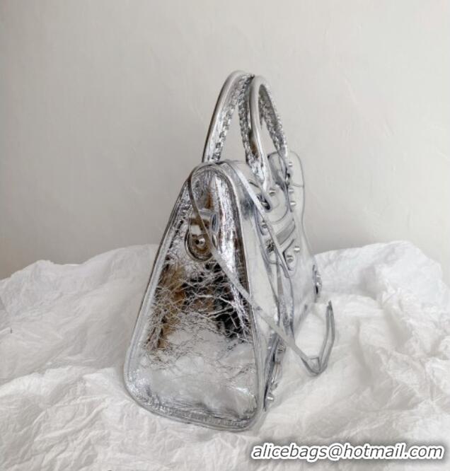 Top Grade Balenciaga Le City Bag Medium in Arena lambskin Silver-Tone B3036 2026