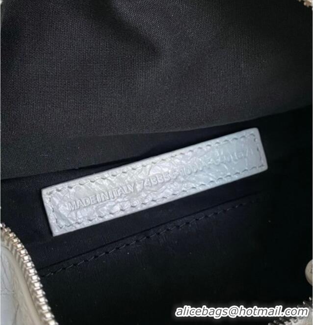 Well Crafted Balenciaga Le Cagole Mini Duffle Bag in white lambskin/aged-silver hardware B3037 2026