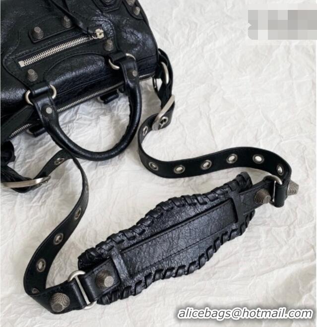 Top Design Balenciaga Le Cagole Mini Duffle Bag in black lambskin/aged-silver hardware B3037 2026