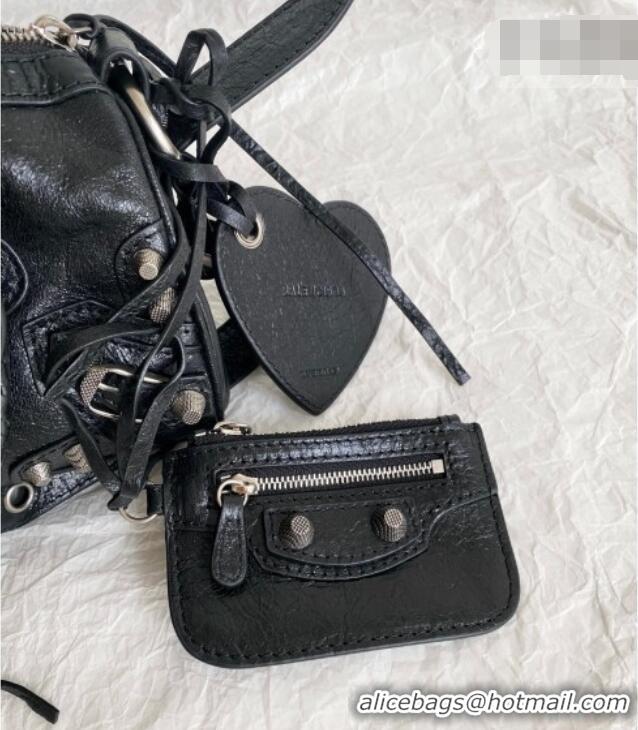 Top Design Balenciaga Le Cagole Mini Duffle Bag in black lambskin/aged-silver hardware B3037 2026