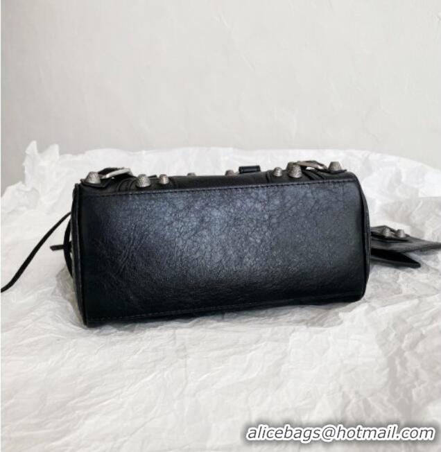 Top Design Balenciaga Le Cagole Mini Duffle Bag in black lambskin/aged-silver hardware B3037 2026