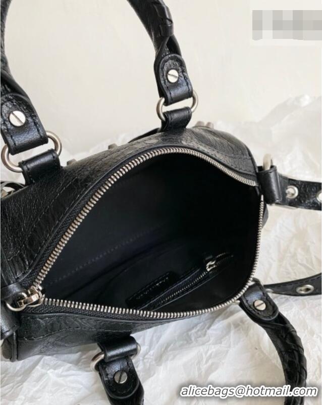 Top Design Balenciaga Le Cagole Mini Duffle Bag in black lambskin/aged-silver hardware B3037 2026