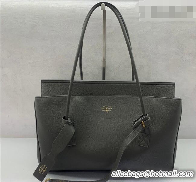 Promotional Balenciaga Carrie Carry All Bag in grey calfskin leather/aged-gold hardware 403040 Grey 2026