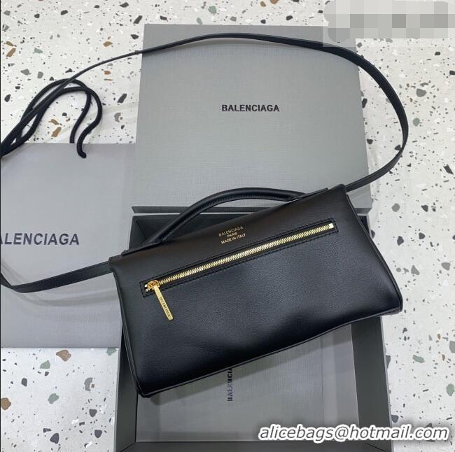 Low Cost Balenciaga Bel Air Clutch Bag in Lambskin Leather 843943 Black/Gold 2026