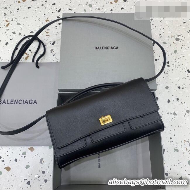 Low Cost Balenciaga Bel Air Clutch Bag in Lambskin Leather 843943 Black/Gold 2026