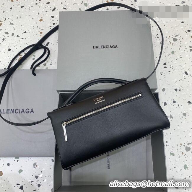Top Quality Balenciaga Bel Air Clutch Bag in Lambskin Leather 843943 Black/Silver 2026