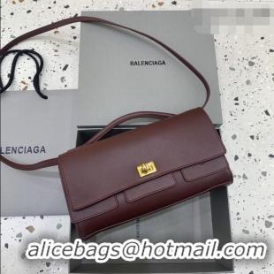 Well Crafted Balenciaga Bel Air Clutch Bag in Lambskin Leather 843943 Burgundy 2026