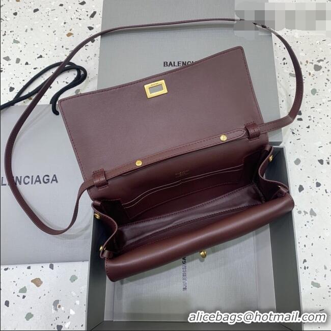 Well Crafted Balenciaga Bel Air Clutch Bag in Lambskin Leather 843943 Burgundy 2026