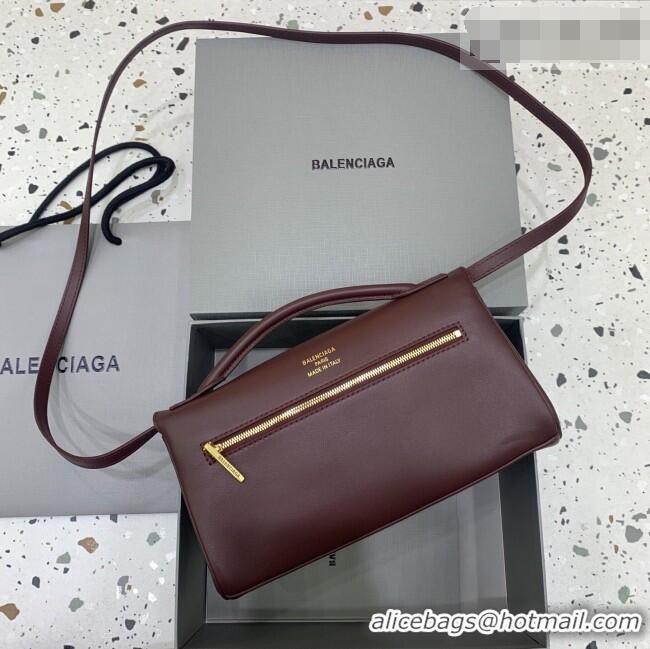 Well Crafted Balenciaga Bel Air Clutch Bag in Lambskin Leather 843943 Burgundy 2026