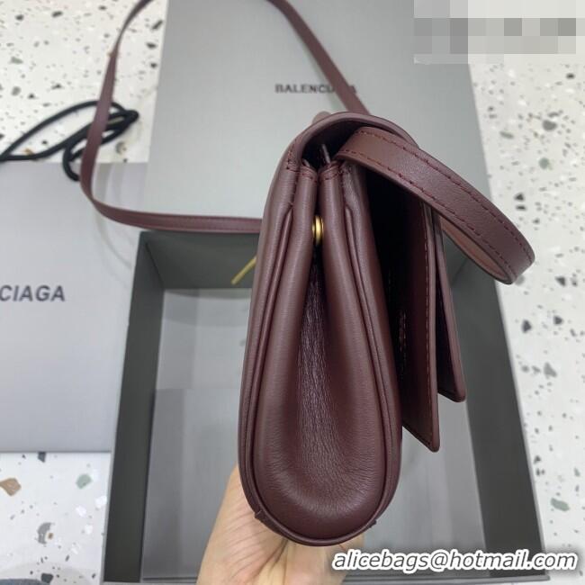 Well Crafted Balenciaga Bel Air Clutch Bag in Lambskin Leather 843943 Burgundy 2026