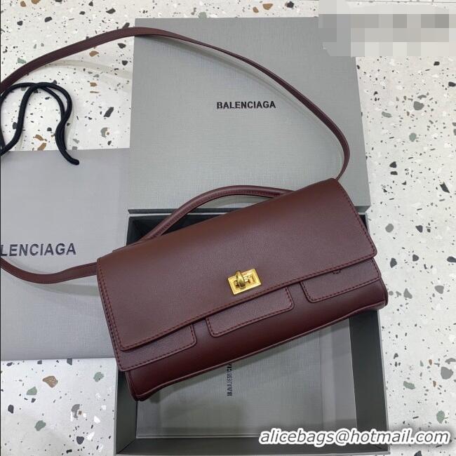 Well Crafted Balenciaga Bel Air Clutch Bag in Lambskin Leather 843943 Burgundy 2026