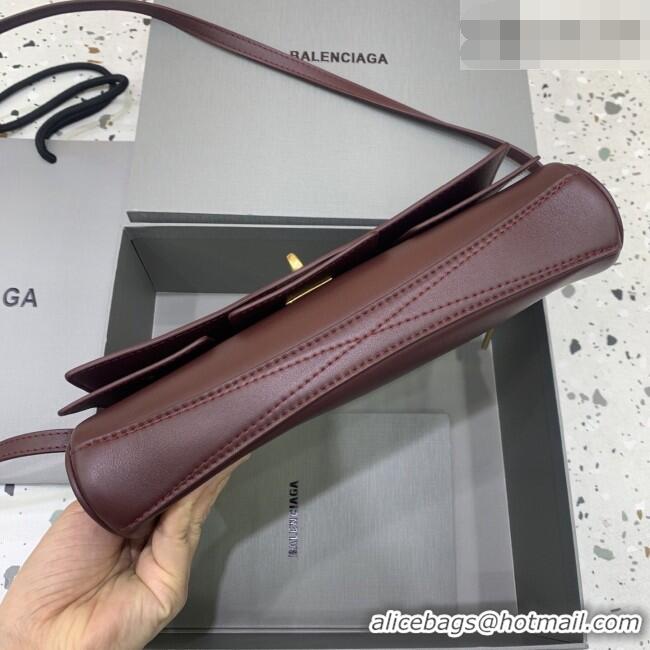 Well Crafted Balenciaga Bel Air Clutch Bag in Lambskin Leather 843943 Burgundy 2026