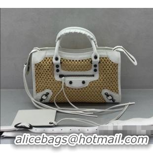 Good Quality Balenciaga Weave Le City Small Bag 084669 Beige/White 2026
